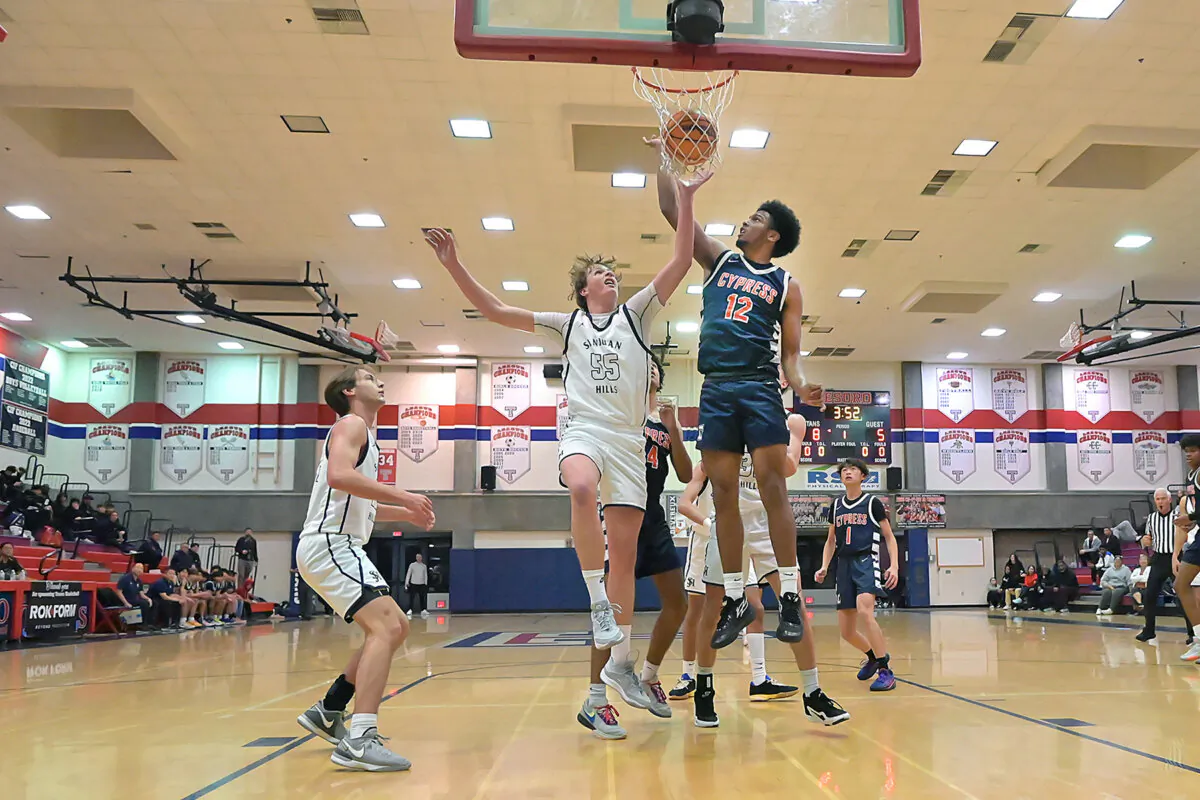 Senior Michael Wright (12) plays for the Cypress High School boys’ basketball team. (Courtesy of Arnold Leos)