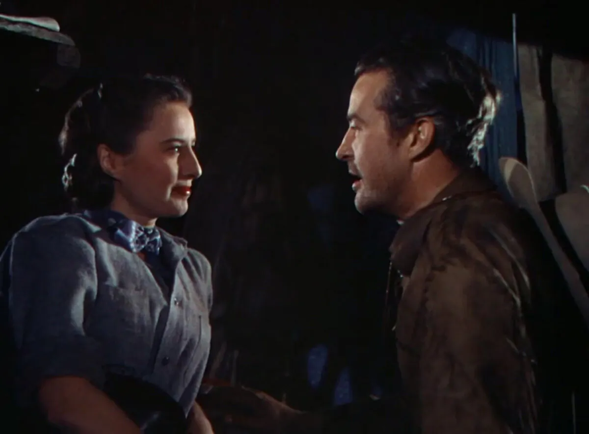 Jonathan Trumbo (Ray Milland) and Lily Bishop (Barbara Stanwyck) begin to warm to each other, in “California” (Paramount Pictures)