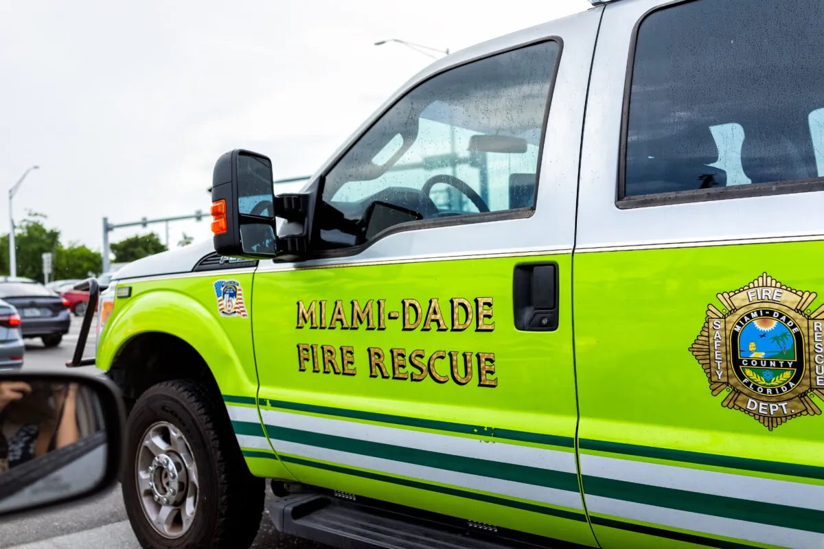 A sign for Miami-Dade county fire rescue on a truck in Miami, Fla., on July 23, 2021. (Kristi Blokhin/Shutterstock)