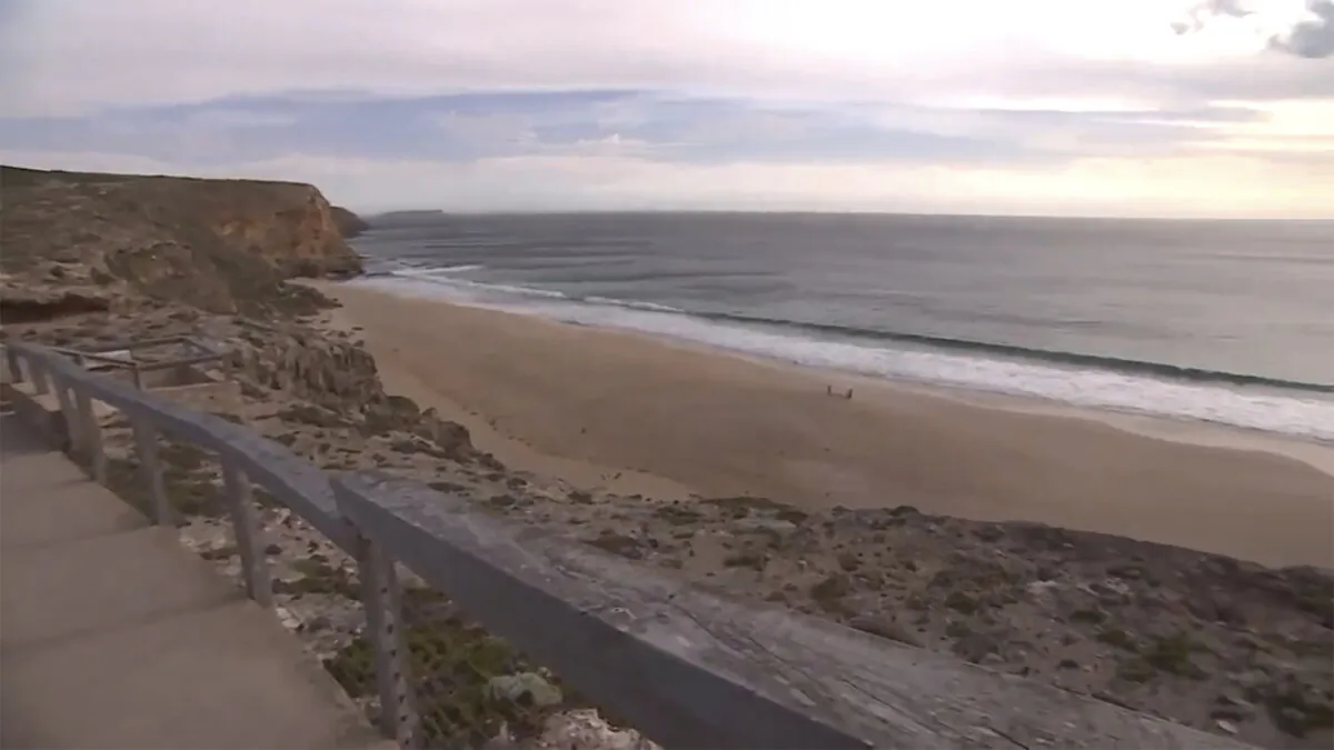 This image made from video shows Ethel Beach, South Australia, Australia, on Dec. 29, 2023.(Australian Broadcasting Corp. via AP)
