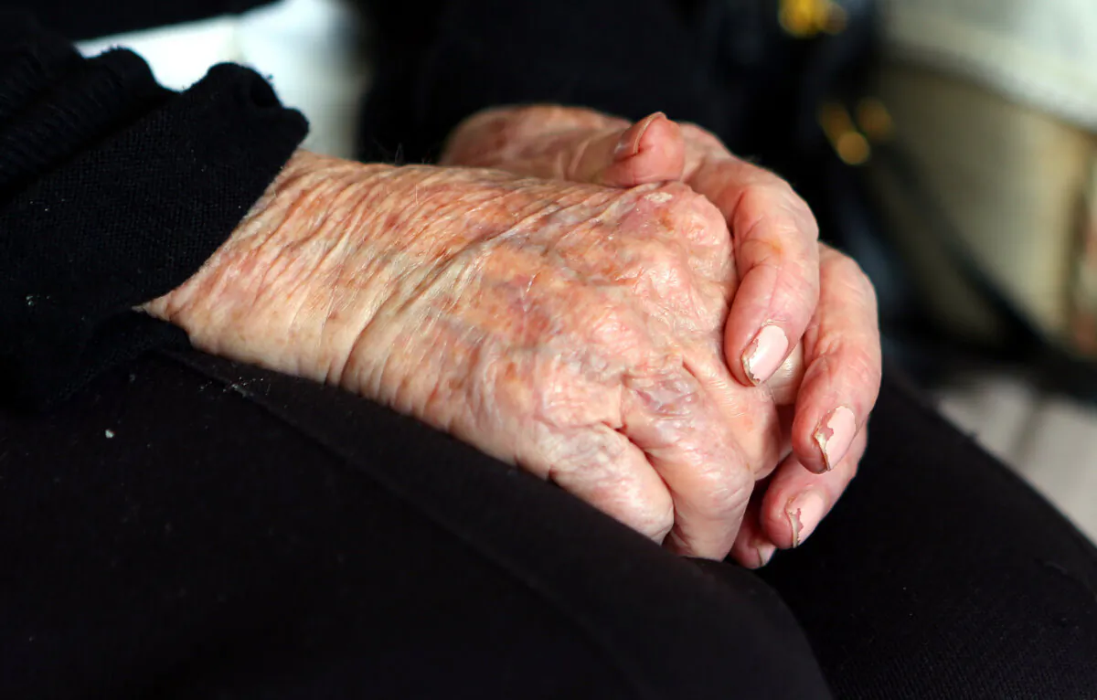 Undated image of the hands of an elderly woman in Burrswood Care Home in Bury, Greater Manchester. (Peter Byrne/PA Wire)
