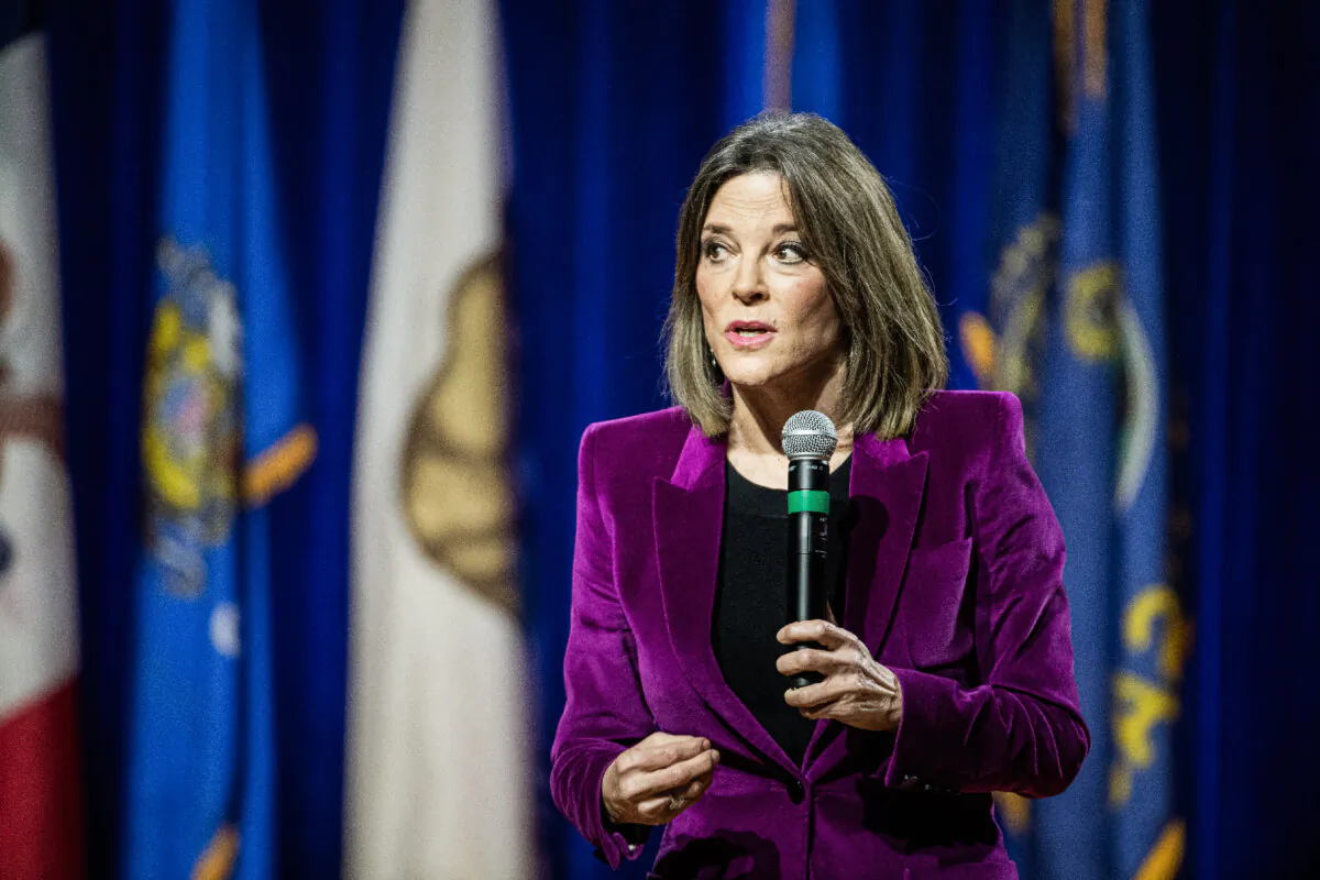 Democratic presidential candidate, author Marianne Williamson, addresses the audience at the Environmental Justice Presidential Candidate Forum at South Carolina State University in Orangeburg, S.C., on Nov. 8, 2019. (Sean Rayford/Getty Images)