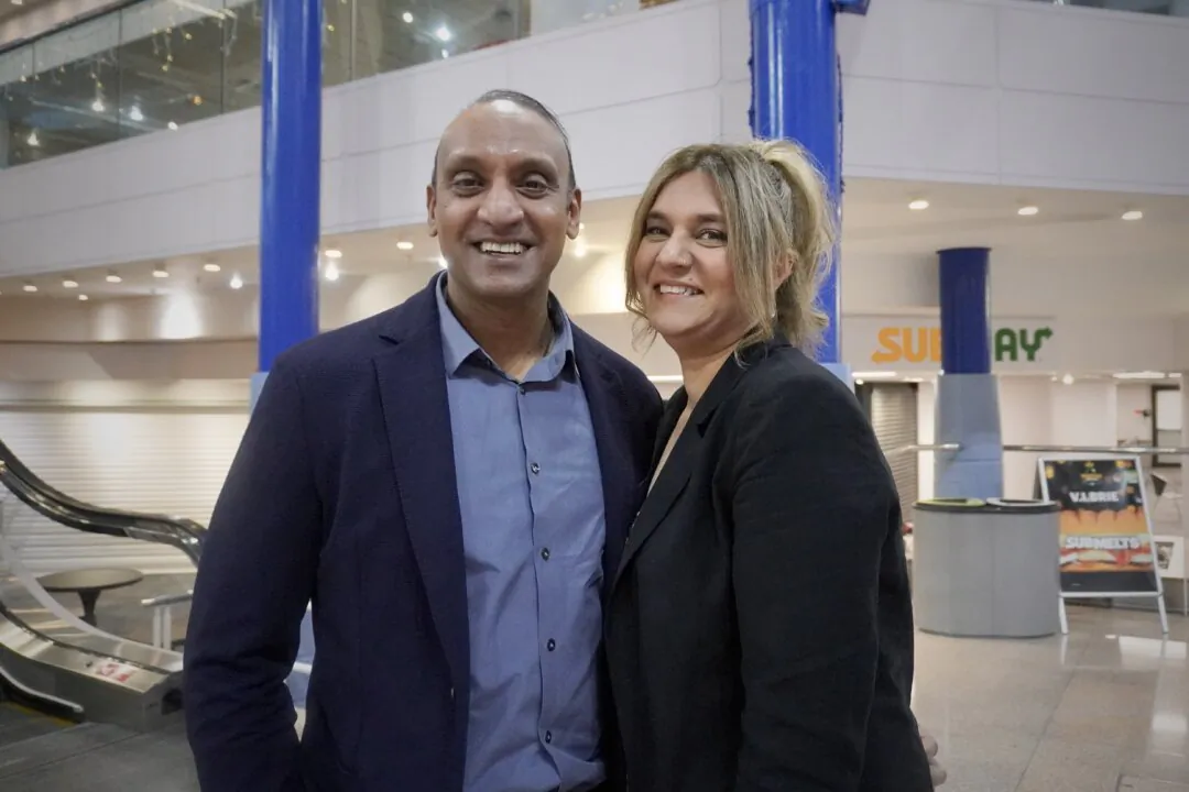 Jung (L) and Uzara Singh attended Shen Yun Performing Arts at the International Convention Center, in Birmingham, U.K., on Dec. 29, 2023 (Mary Mann/The Epoch Times)