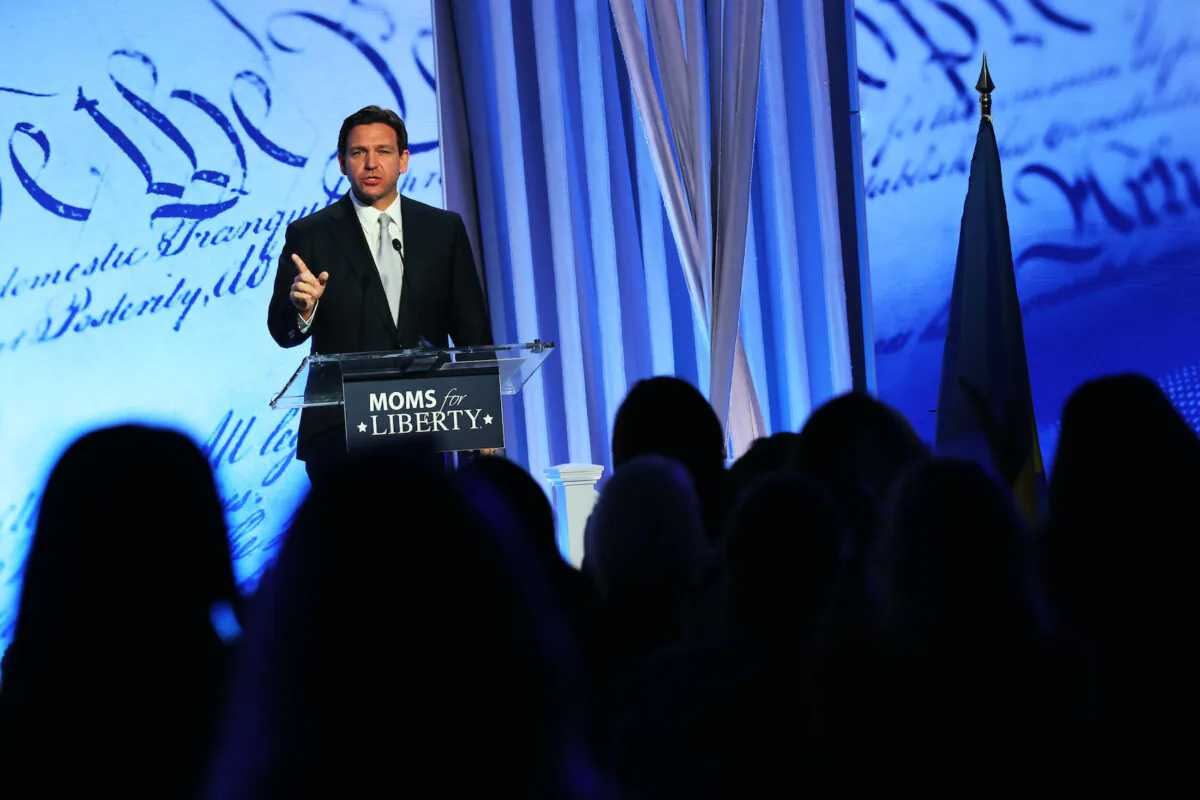 Republican presidential candidate Florida Gov. Ron DeSantis speaks during the Moms for Liberty Joyful Warriors national summit at the Philadelphia Marriott Downtown on June 30, 2023. (Michael M. Santiago/Getty Images)