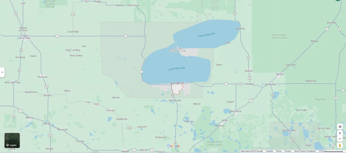 Red Lake, Minnesota. (Screenshot via Google Map)