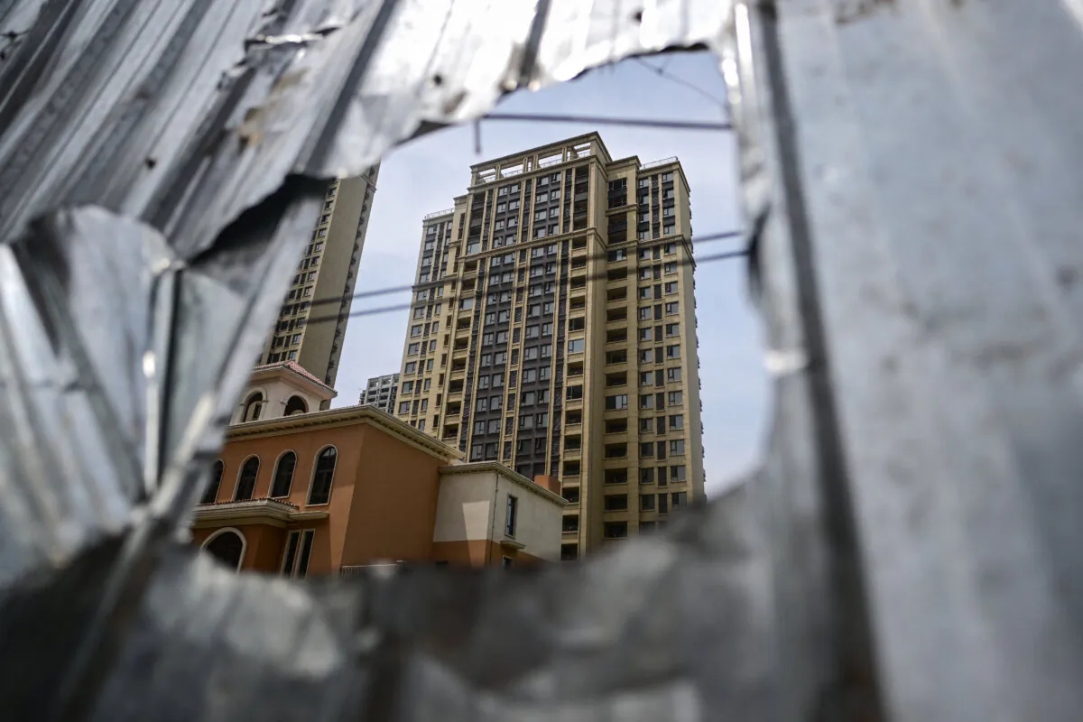 A view of a complex of unfinished apartment buildings in Xinzheng City in Zhengzhou, China's central Henan province, on June 20, 2023. (PEDRO PARDO/AFP via Getty Images)