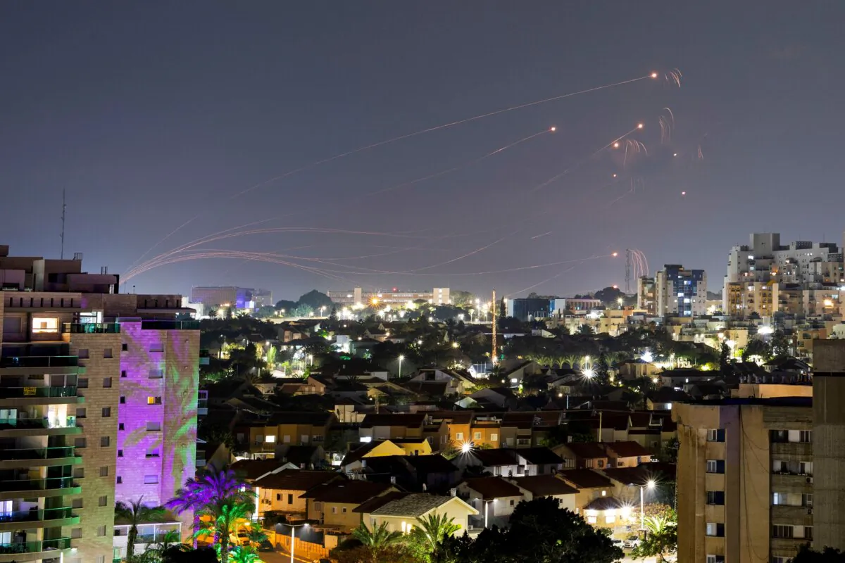 Israel's Iron Dome anti-missile system intercepts rockets launched from the Gaza Strip, amid the ongoing conflict between Israel and the Palestinian Islamist group Hamas, as seen from Ashkelon, Israel, on Jan. 1, 2024. (Amir Cohen/Reuters)