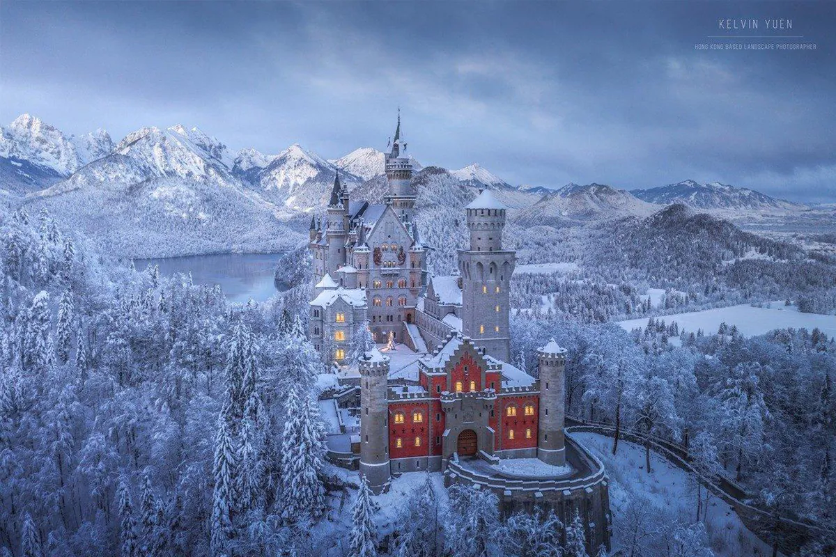 In January 2024, landscape photographer Kelvin Yuen Chun-yip took this full-frontal picture of the Neuschwanstein Castle, in Germany, covered in snow. (Courtesy of Kelvin Yuen)