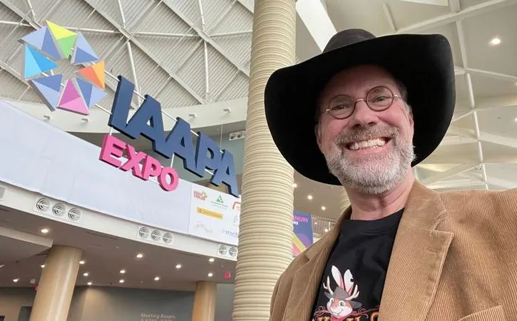 Greg Schumsky at the International Association of Amusement Parks and Attractions Expo. (Courtesy of Greg Schumsky, Acorn Entertainment Group)