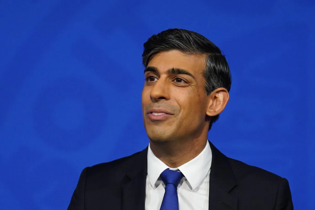 Prime Minister Rishi Sunak during a press conference in the Downing Street Briefing Room, London, on Dec. 7, 2023. (James Manning)