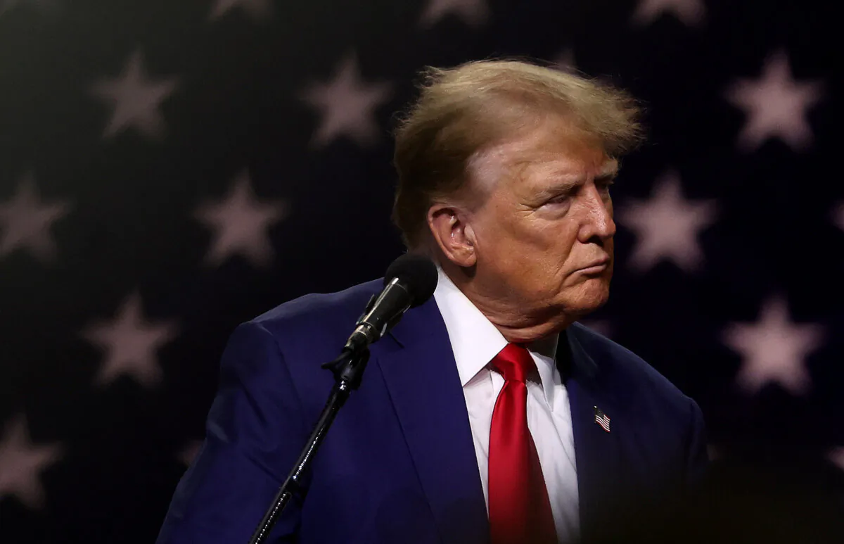 Former President Donald Trump delivers remarks during a campaign rally at the Reno-Sparks Convention Center in Reno, Nev., on Dec. 17, 2023. (Justin Sullivan/Getty Images)