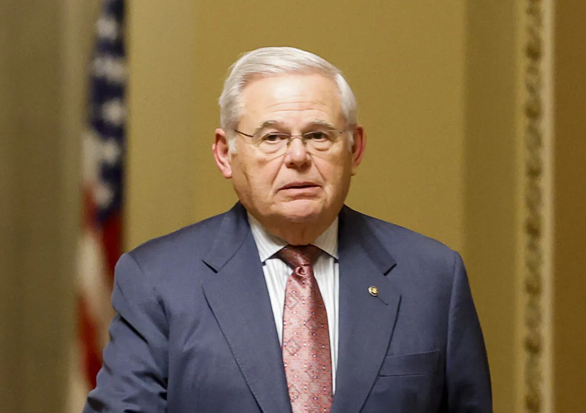 Sen. Robert Menendez (D-N.J.) walks to the Senate Chambers in the U.S. Capitol Building in Washington on Nov. 15, 2023. (Anna Moneymaker/Getty Images)
