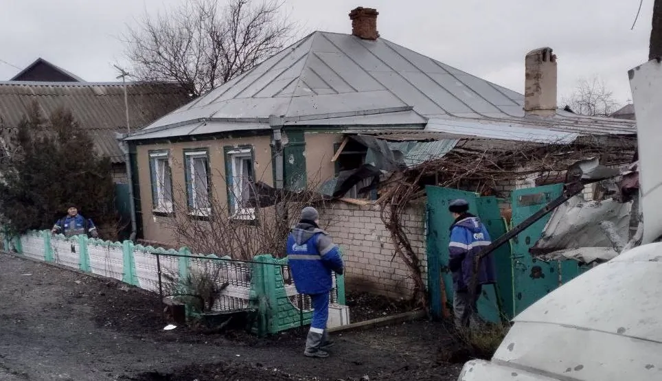 A damaged house following what local authorities say was a Ukrainian military strike in the Belgorod region, Russia, on Jan. 2, 2024. (Telegram channel of Governor of Belgorod Region Vyacheslav Gladkov/Handout via Reuters)