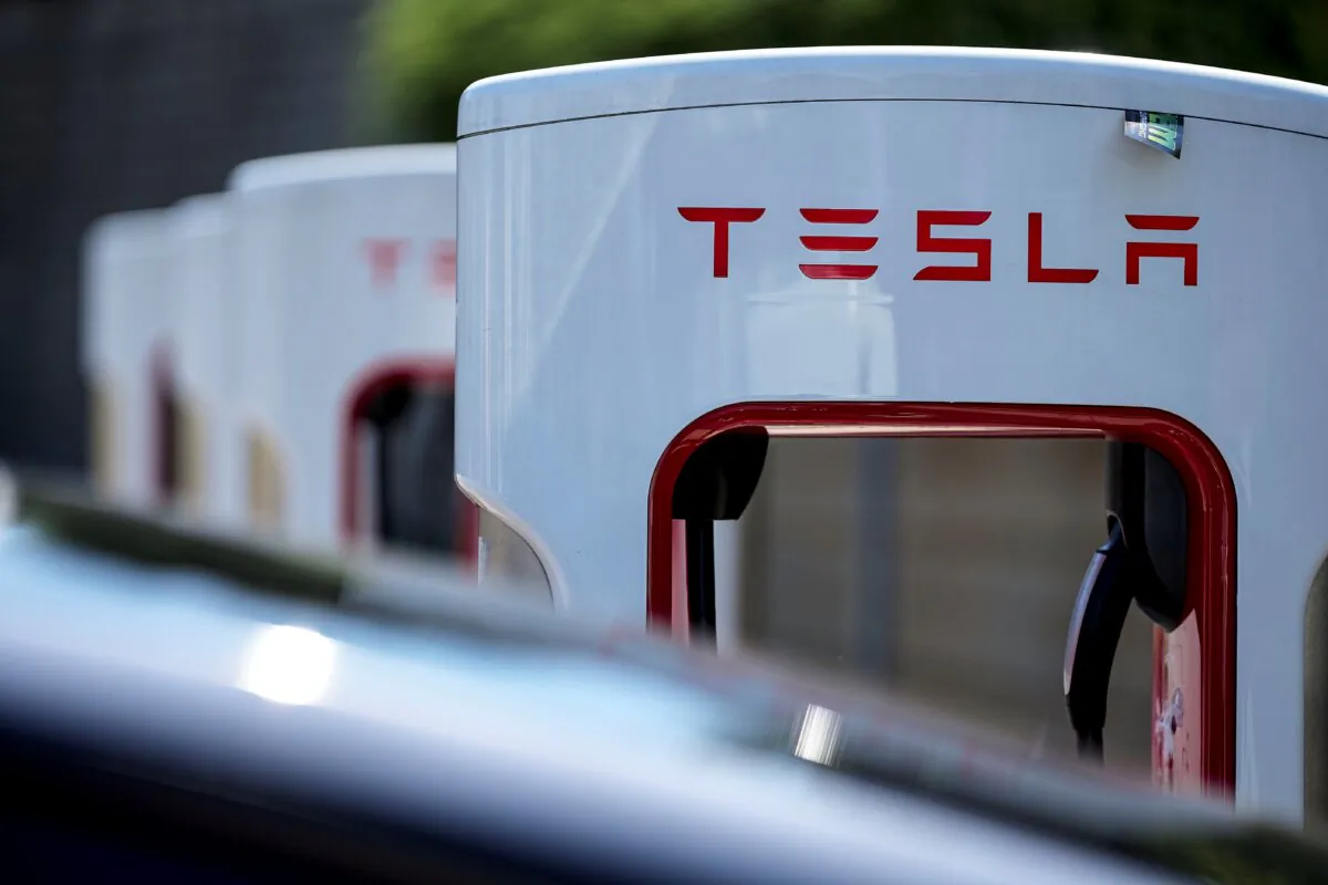 A Tesla charging station in Woodstock, Ga., on Sept. 28, 2023. (Mike Stewart/AP Photo)