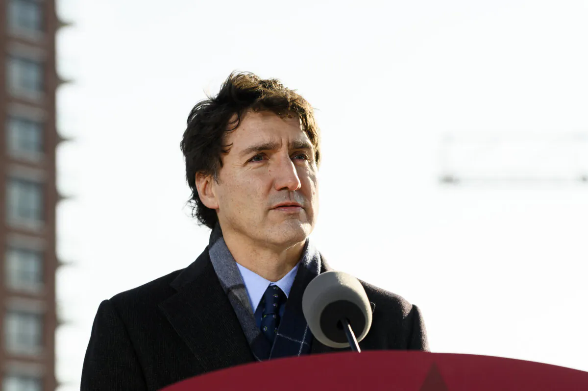 Prime Minister Justin Trudeau delivers remarks during a housing announcement in Ajax, Ont., on Nov., 30, 2023. (THE CANADIAN PRESS/Christopher Katsarov)