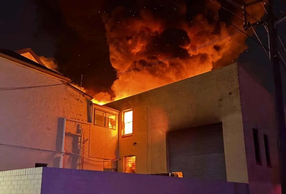 60 firefighters and 15 fire trucks attended a fire at an e-bike factory at Croydon, in Sydney's inner-west on Jan. 5, 2024. (Courtesy of Fire and Rescue NSW)
