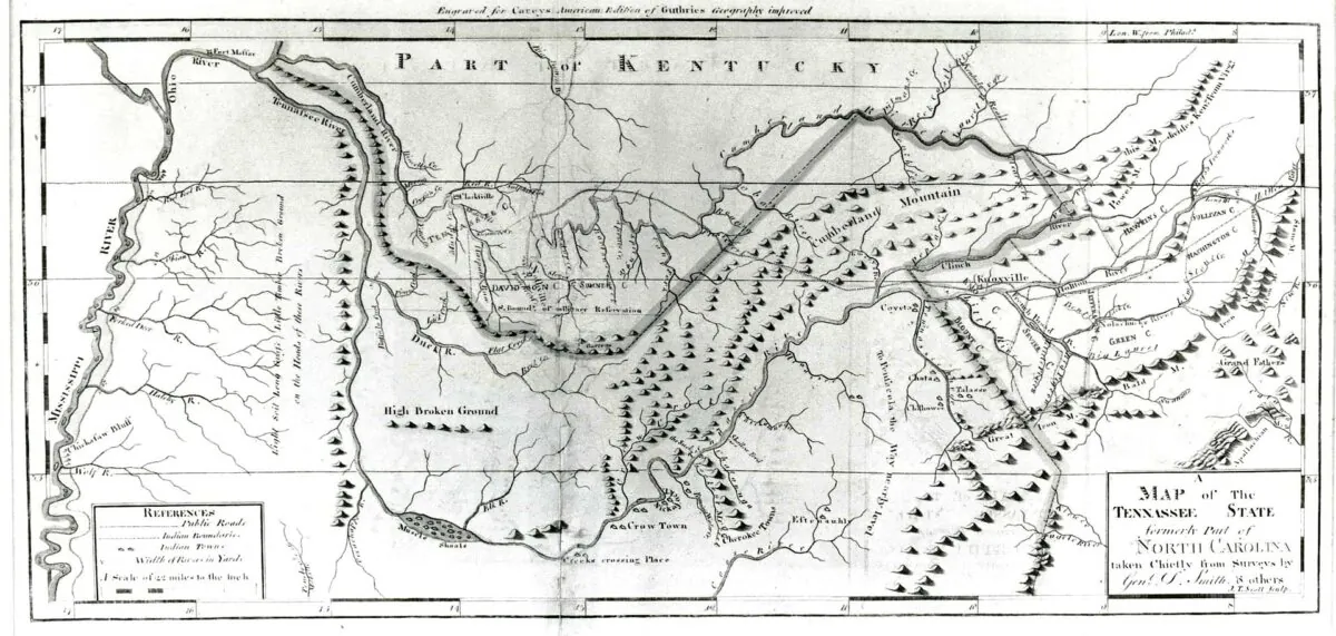 Surveyor Daniel Smith's "Map of the Tennassee State" (1796). (Public Domain)