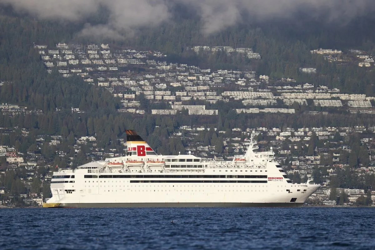A handout photo provided by Bridgemans Services Group shows the MV Isabelle afloat in Burrard Inlet, B.C. (The Canadian Press/HO-Jeff Vinnick, Bridgemans)