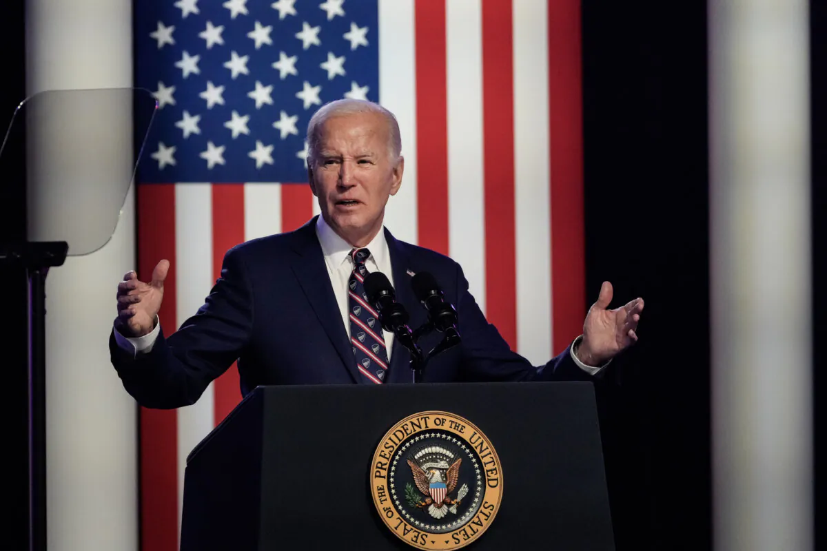 President Joe Biden speaks during a campaign event at Montgomery County Community College, in Blue Bell, Pa., on Jan. 5, 2024. (Drew Angerer/Getty Images)