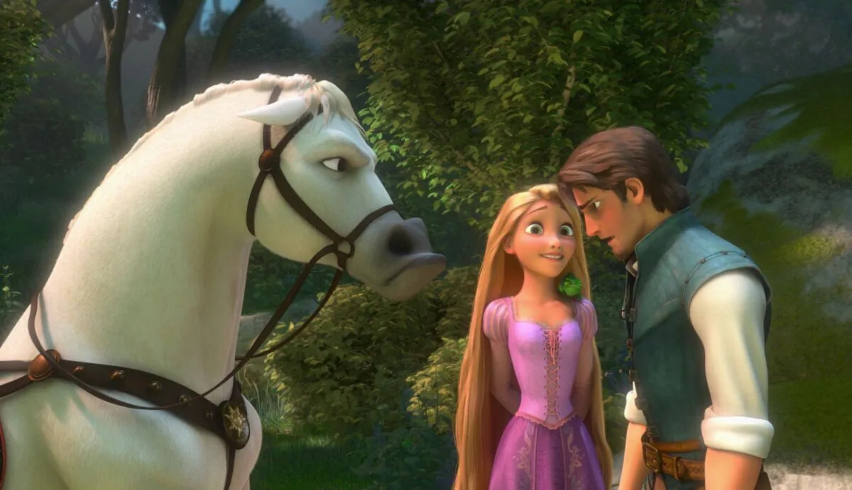 Characters Rapunzel (Mandy Moore) and Flynn (Zachery Levi), in "Tangled." (Walt Disney Pictures)