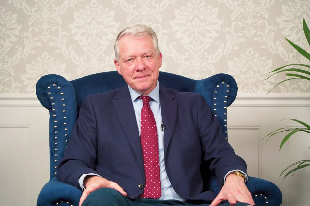 William Clouston, leader of the Social Democratic Party, speaks to NTD's "British Thought Leaders" programme. (NTD)