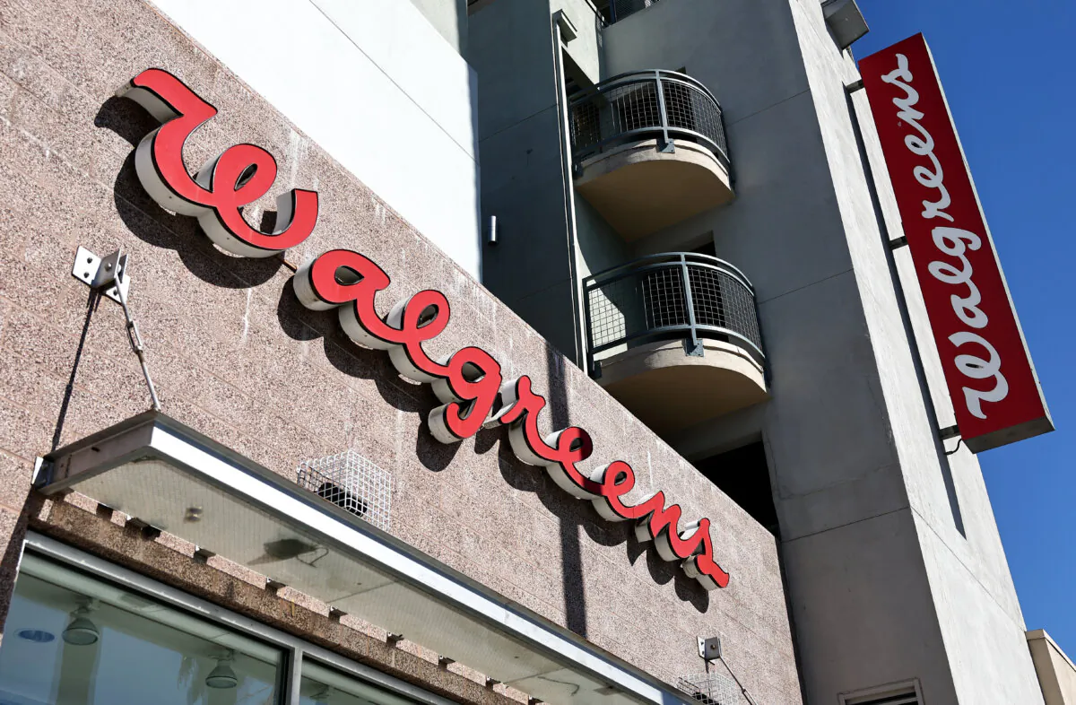 The Walgreens logo is displayed at a Walgreens store in Los Angeles, Calif., on Oct. 31, 2023. (Mario Tama/Getty Images)