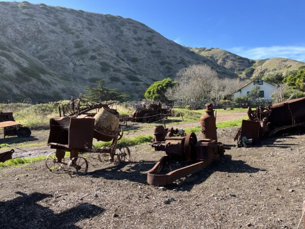 Old, rusted equipment adorns the grounds of Scorpion Ranch on Santa Cruz Island, now under management by the National Park System (NPS). (Deena Bouknight/ ??)