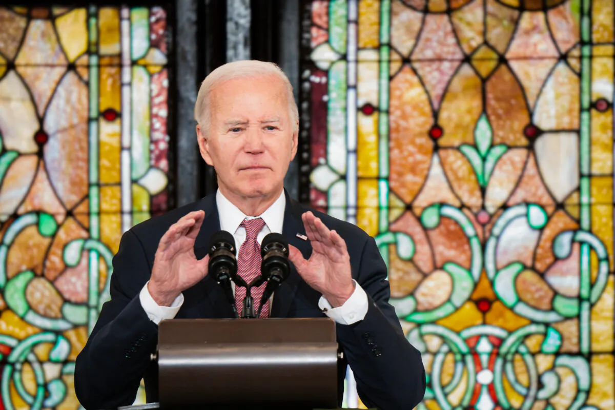 President Joe Biden speaks during a campaign event at Emanuel AME Church in Charleston, S.C., on Jan. 8, 2024. (Sean Rayford/Getty Images)