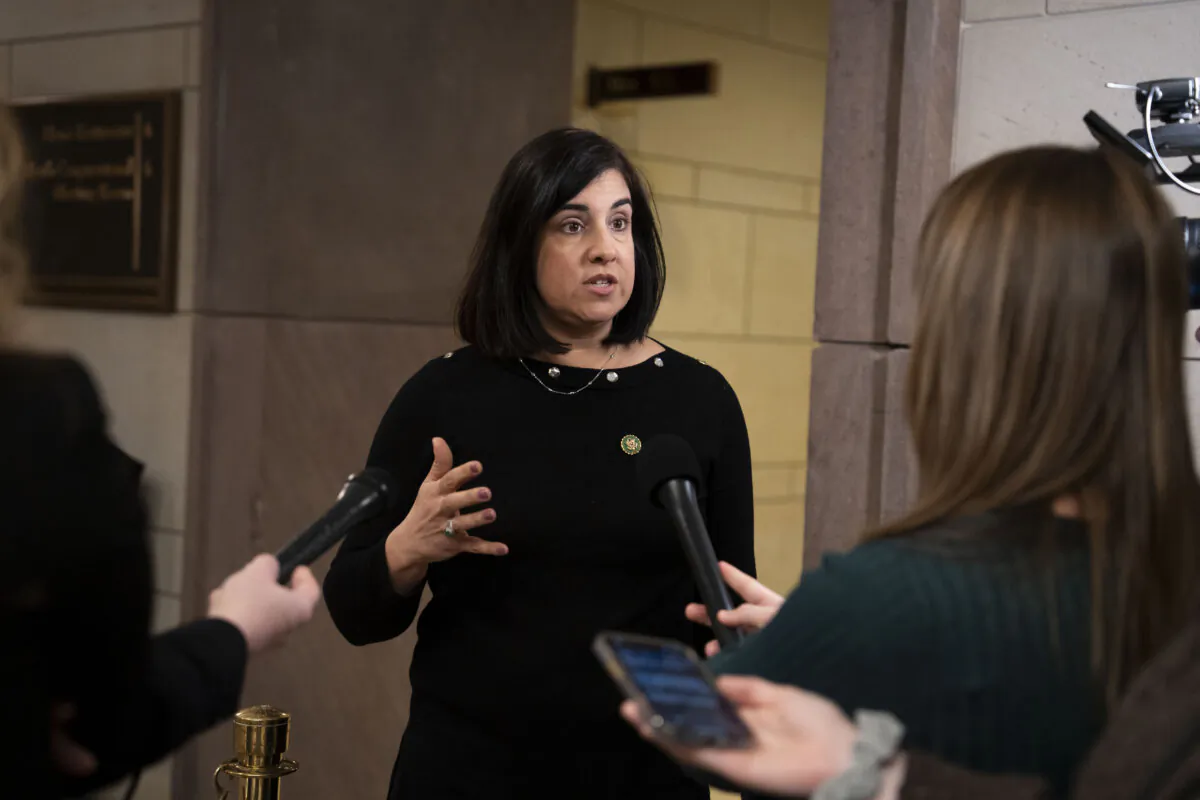 Rep. Nicole Malliotakis (R-N.Y.) speaks to reporters in Washington on Jan. 8, 2024. (Madalina Vasiliu/The Epoch Times)