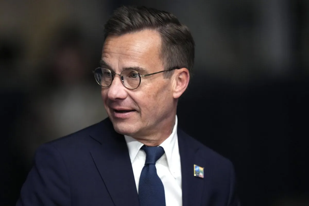 Sweden Prime Minister Ulf Kristersson attends a meeting of the North Atlantic Council with Partner Nations during a NATO summit in Vilnius, Lithuania, on July 12, 2023. (The Canadian Press/AP/Pavel Golovkin)