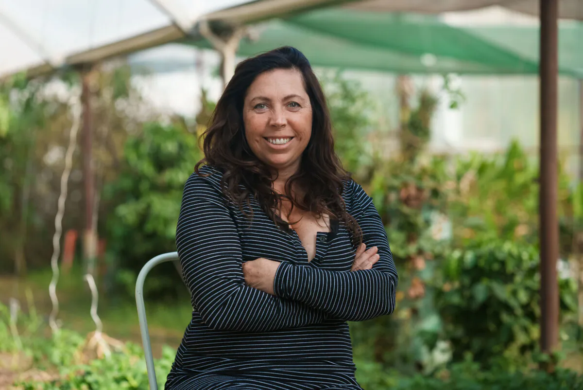 Regenerative farmer and business owner Mollie Engelhart in Fillmore, California on Oct. 30, 2023. (Tal Atzmon/The Epoch Times)