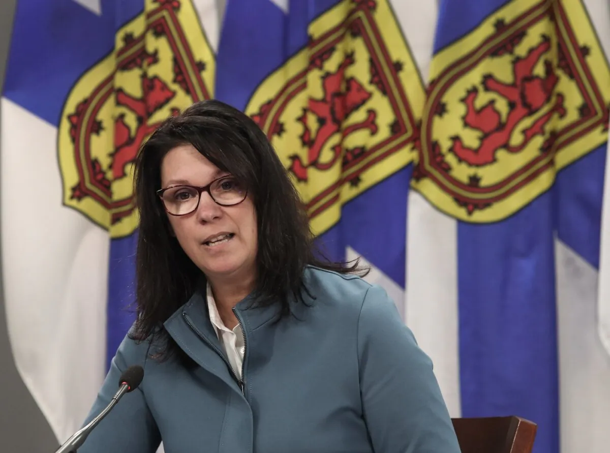 Nova Scotia Health Minister Michelle Thompson attends a news conference in Halifax, on Feb.2, 2023. (The Canadian Press/HO-Nova Scotia Government)