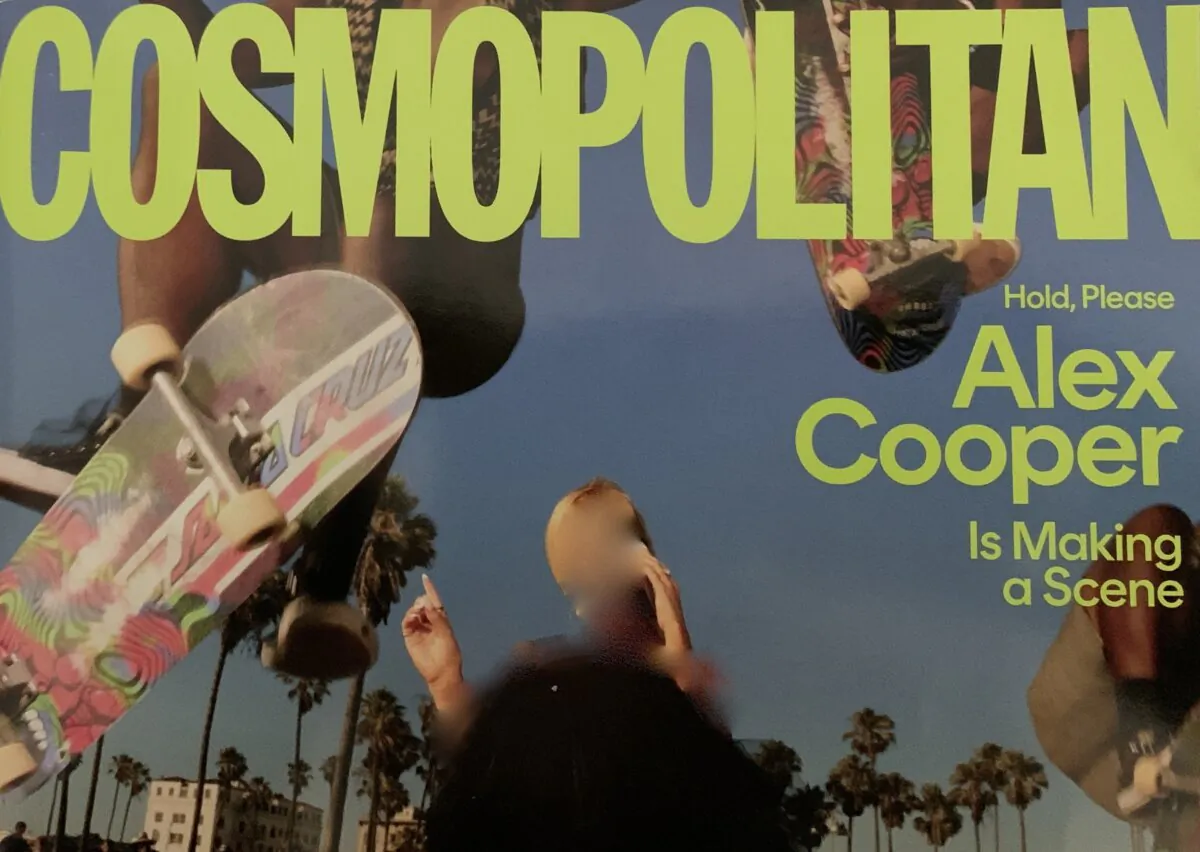 Picture of the front page of Cosmopolitan magazine Nov.–Dec. 2023 issue containing the article “Welcome to Samuel Alito’s Mom’s Satanic Abortion Clinic”. (Helen Billings/The Epoch Times)