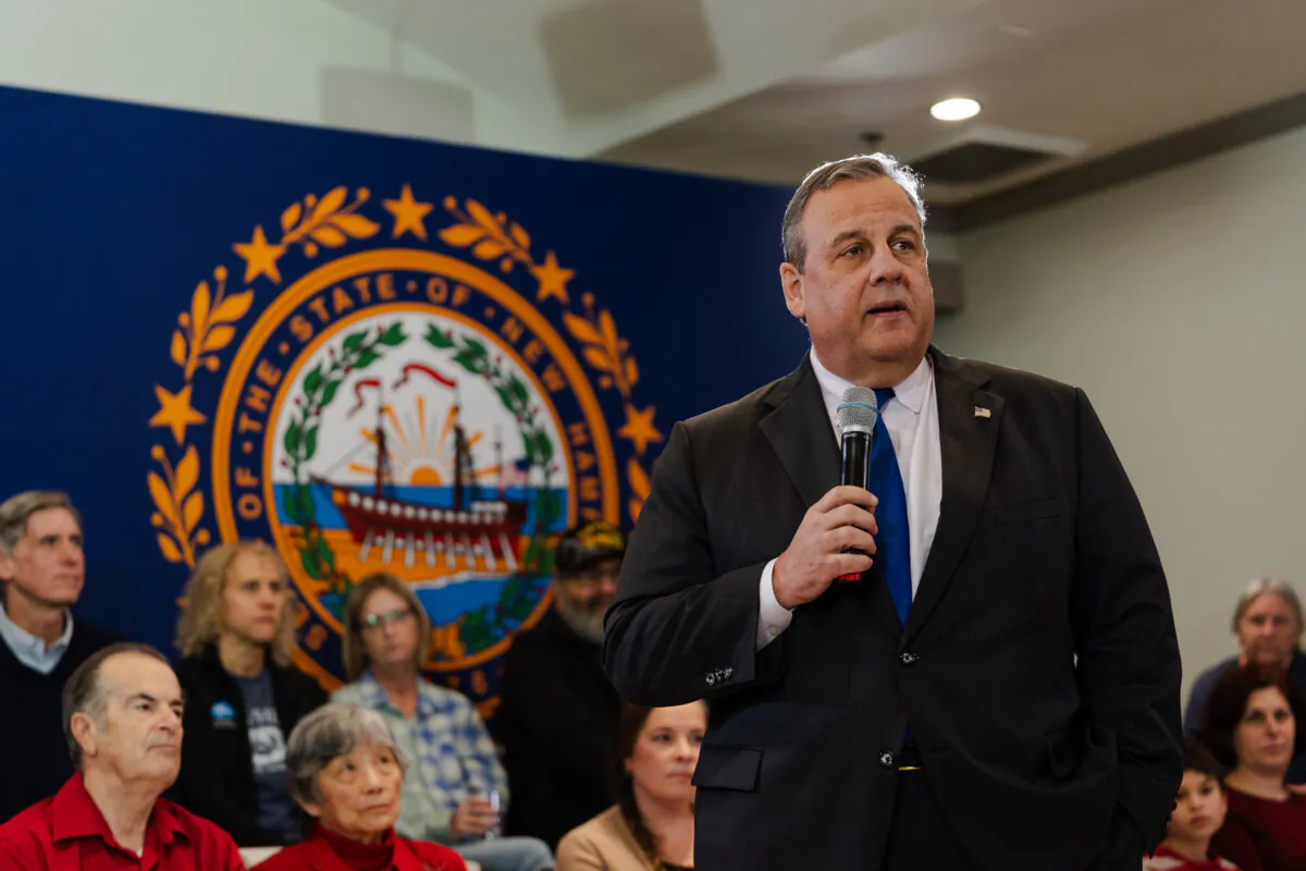 Republican presidential candidate former New Jersey Gov. Chris Christie speaks during a "Tell It Like It Is" town hall at the Bedford Event Center in Bedford, N.H., on Dec. 19, 2023. (Sophie Park/Getty Images)