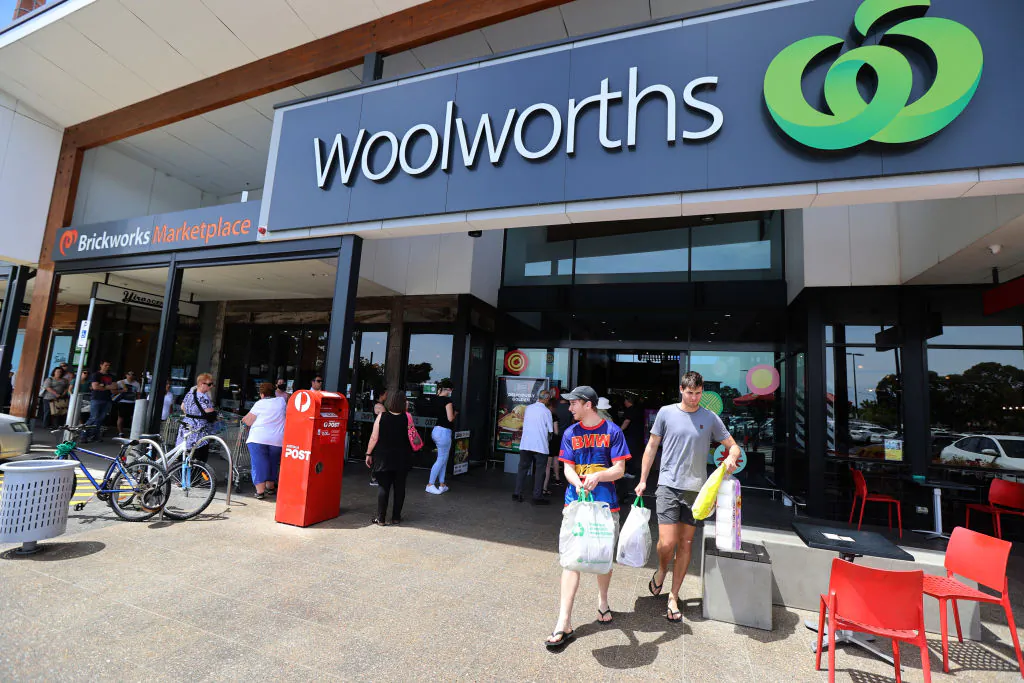 People queuing at Woolworths at West Torrens in Adelaide, Australia on Nov. 18, 2020. (Kelly Barnes/Getty Images)