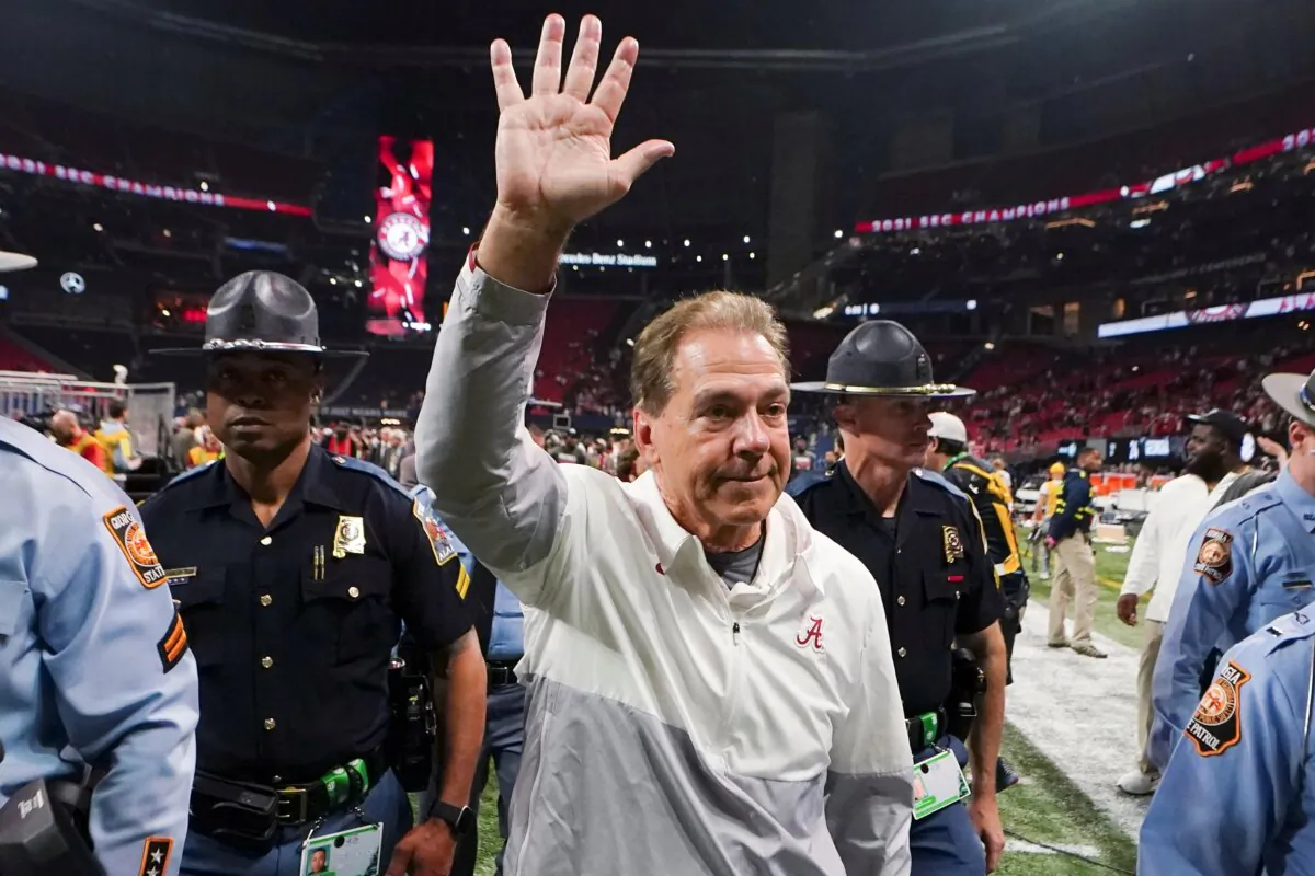Alabama head coach Nick Saban leaves the field after the Southeastern Conference championship NCAA college football game between Georgia and Alabama, in Atlanta on Dec. 4, 2021. (John Bazemore/AP Photo)