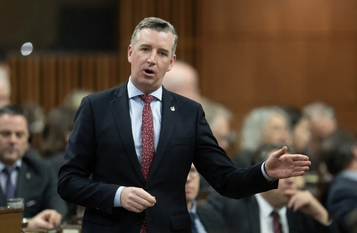 Conservative MP Michael Barrett rises during Question Period in Ottawa on Dec. 12, 2023. (The Canadian Press/Adrian Wyld)