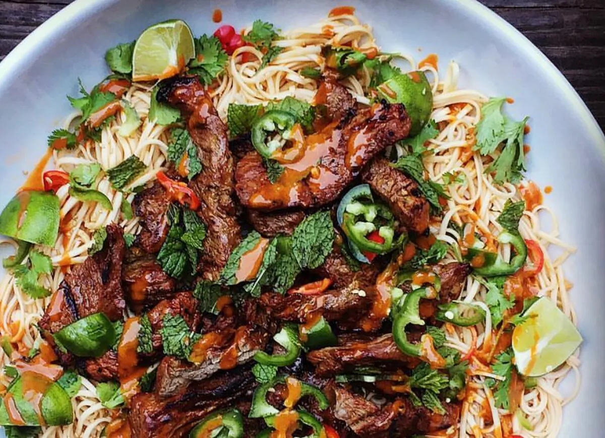 Lemongrass and chile add some zing to this steak noodle dish. (Lynda Balslev for Tastefood)