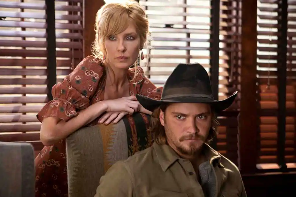 Dutton siblings Beth (Kelly Reilly) and Kayce (Luke Grimes) will do anything to protect their ranch and their family, in Yellowstone." (Paramount)