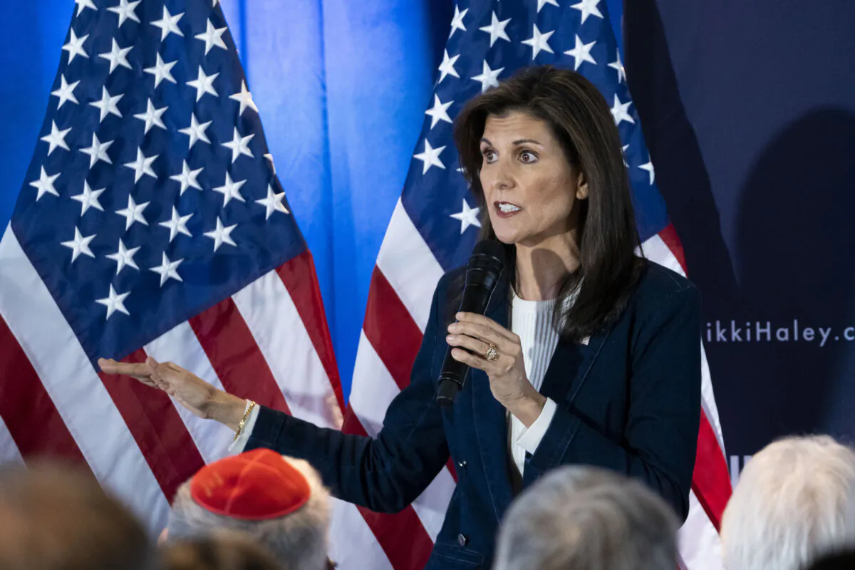 Republican presidential candidate South Carolina Gov. Nikki Haley speaks during a campaign event in Ankeny, Iowa, on Jan. 11, 2024. (Madalina Vasiliu/The Epoch Times)