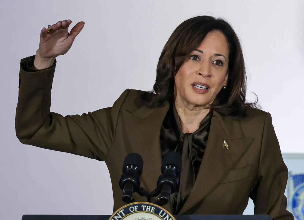 U.S. Vice President Kamala Harris speaks to hospitality workers of Culinary Workers Union Local 226 at the Culinary Workers Union Hall Local 226 in Las Vegas, Nevada, on Jan. 3, 2024. (Ethan Miller/Getty Images)