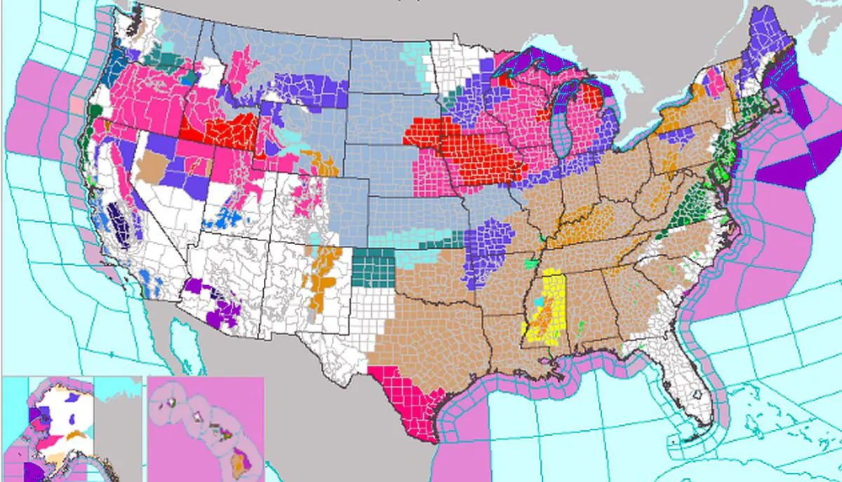 A map posted by the U.S. National Weather Service (NWS) on Friday, Jan., 12, 2024, shows various weather advisories and warnings across all 50 states. (US National Weather Service)