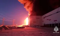 Huge Fire Engulfs Warehouse in Russia Outside City of St Petersburg