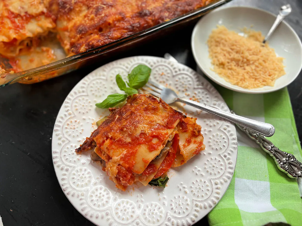 Swapping peppers, mushrooms and squash for meat in a pan of lasagna is an easy way to add more vegetables to your diet. (Gretchen McKay/Pittsburgh Post-Gazette/TNS)