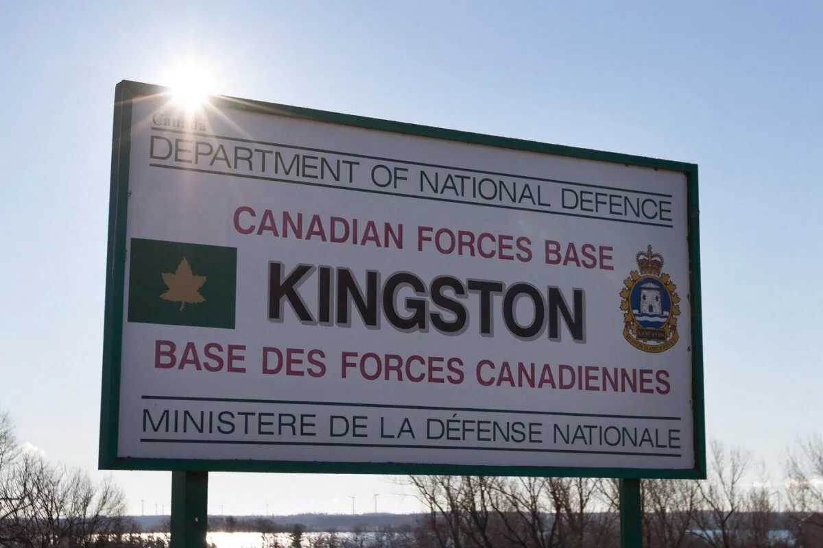A sign for Canadian Forces Base in Kingston, Ont., is shown on Nov. 23, 2015. (The Canadian Press/Lars Hagberg)

