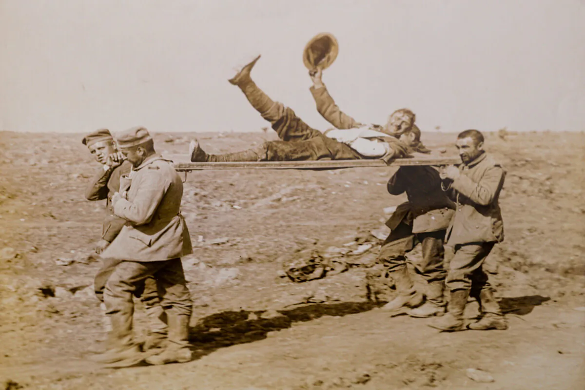 A supplied image obtained on Jan. 13, 2024, shows reserves on the British western front during WWI. A collection of photos has been unearthed in NSW, taken by the "father of ventriloquism," showing scenes across the first world war, Europe and Africa. (AAP Image/Supplied by Lloyds Auctioneers and Valuers, Thomas Frederick Parnell)