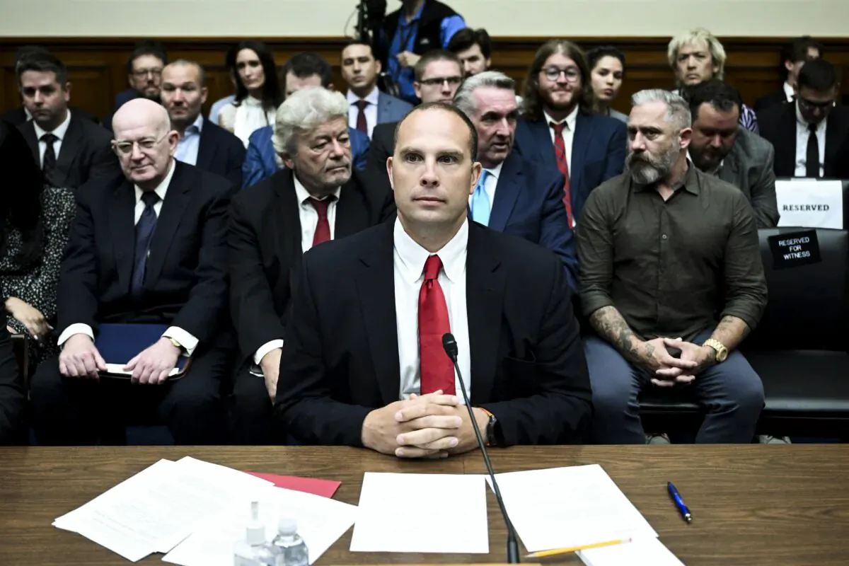 David Grusch, former National Reconnaissance Officer Representative on the Unidentified Anomalous Phenomena Task Force, arrives to testify during a House Subcommittee on National Security, the Border, and Foreign Affairs hearing titled "Unidentified Anomalous Phenomena: Implications on National Security Public Safety and Government Transparency," on Capitol Hill in Washington, on July 26, 2023. (Brendan Smialowski/AFP via Getty Images)
