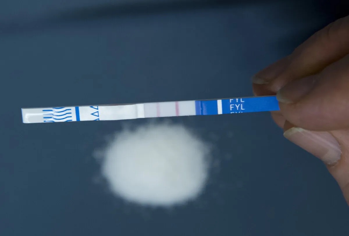 A fentanyl test strip is used at Vancouver Coastal Health in Vancouver in a file photo. (The Canadian Press/Jonathan Hayward)