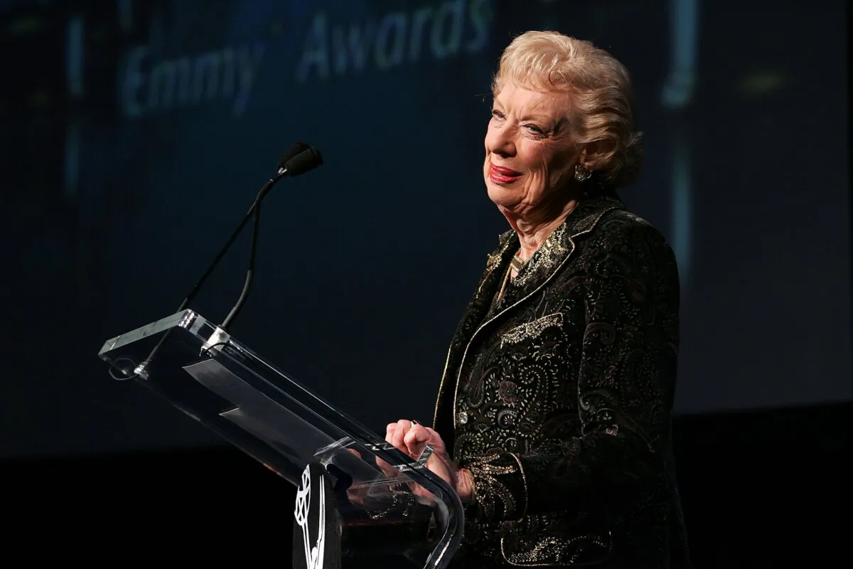 Actress Joyce Randolph speaks onstage at the 50th Annual New York Emmy Awards Gala in New York on April 1, 2007. (Bryan Bedder/Getty Images)