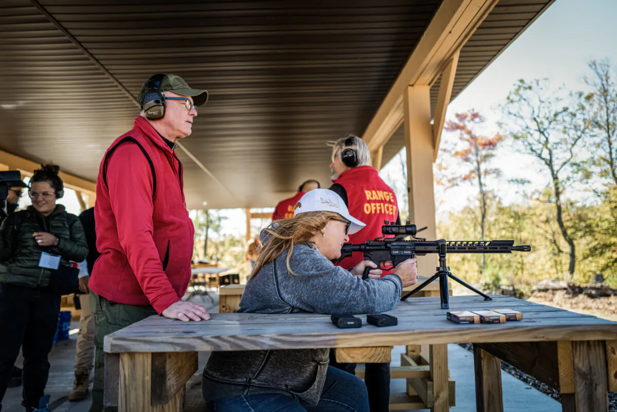 Members of the public shoot a variety of rifles and other weapons at a shooting range during the Rod of Iron Freedom Festival in Greeley, Pa., on Oct. 9, 2022. (Spencer Platt/Getty Images)